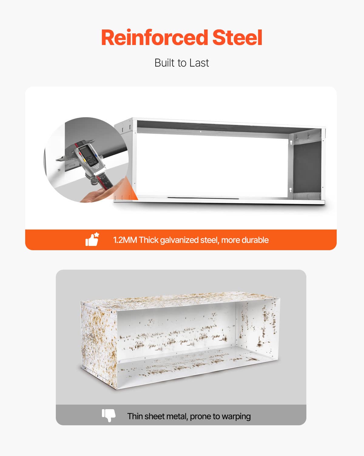 White through-the-wall AC sleeve with reinforced steel frame and thick galvanized panel