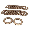 Copper crush washers set with round flat discs and central holes
