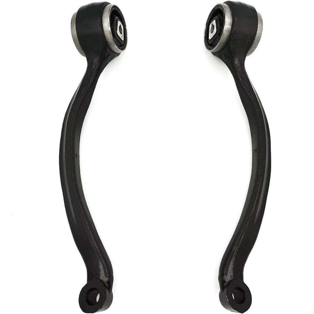 Front lower control arm suspension arms, black with rubber bushing ends and pivot bolts