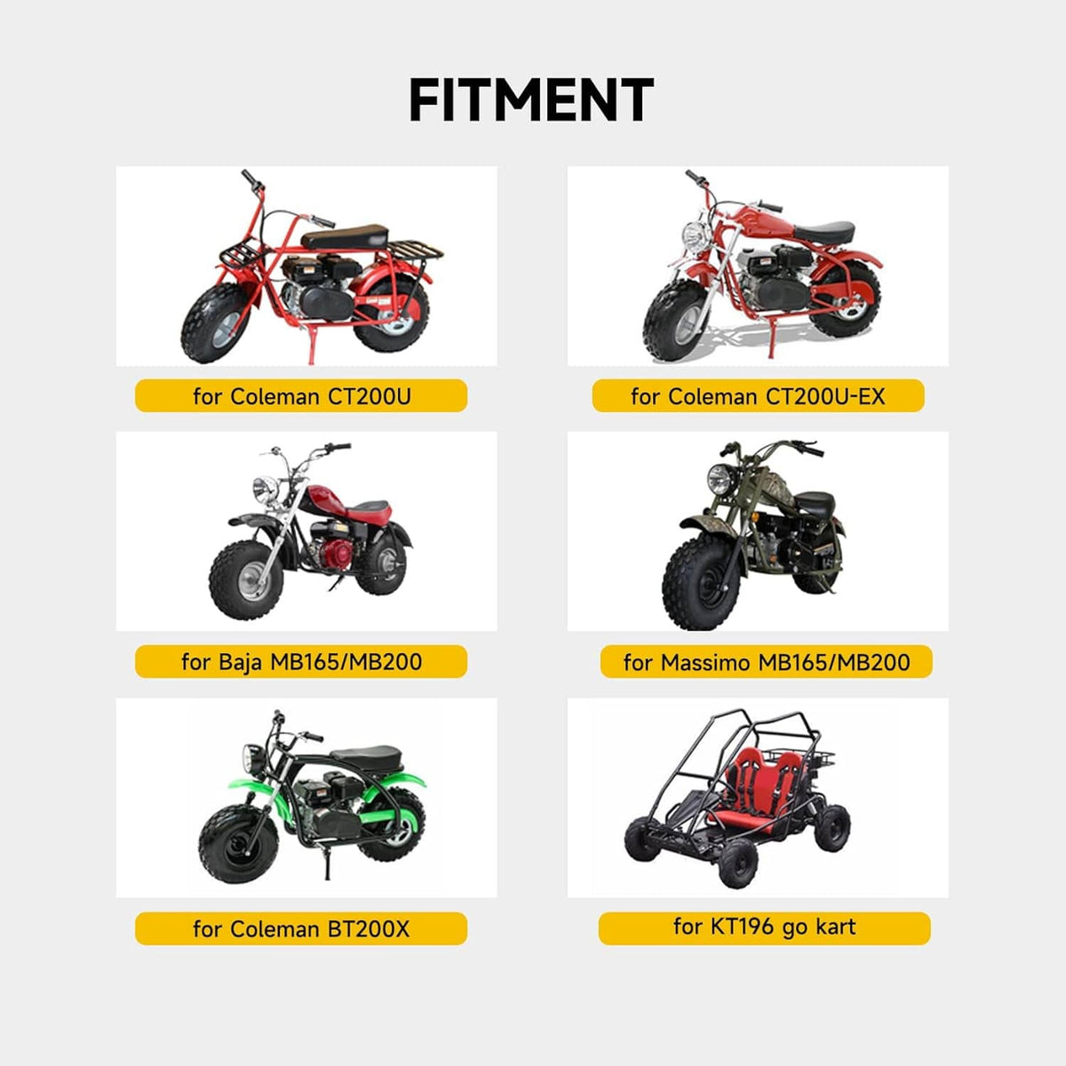Car-fitment graphic for valve springs with small diagrams of motorcycles and vehicle models