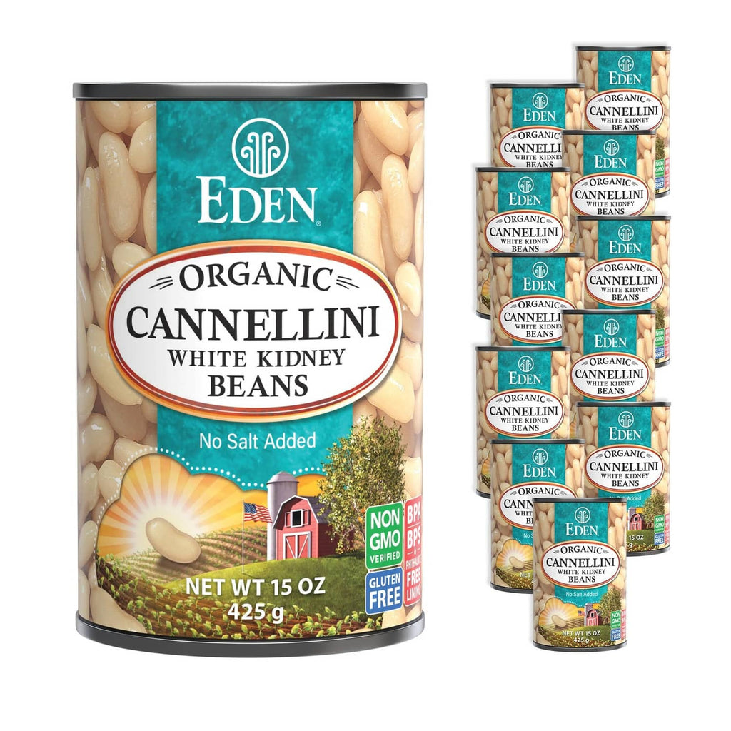 Organic cannellini beans can, no salt added, white kidney beans, 15 oz