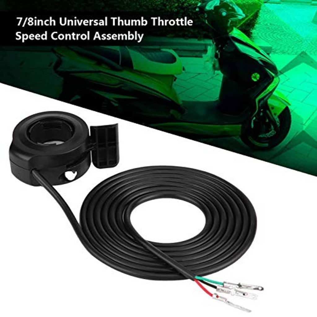 Black thumb throttle control assembly with coiled cable and terminal wires