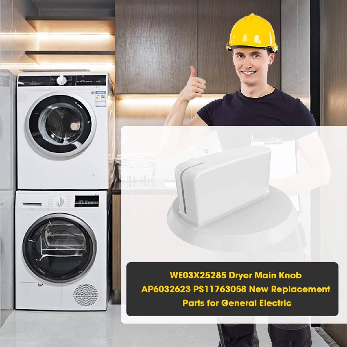 White dryer main control knob assembly replacement part for dryer timer