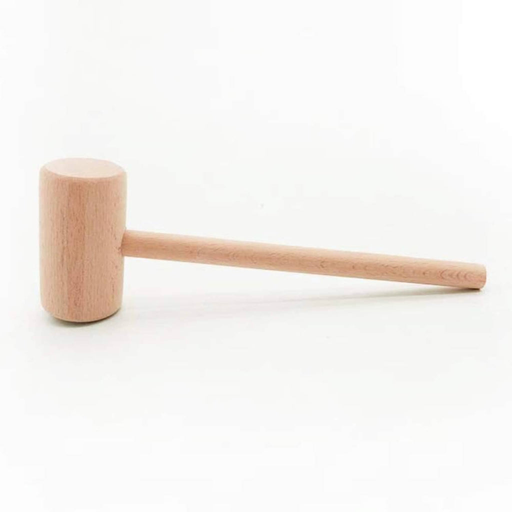 Wooden crabcracker mallet with cylindrical head and long wooden handle