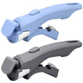 2-pack detachable cookware handles, blue-gray and dark gray, with lock and grip clips