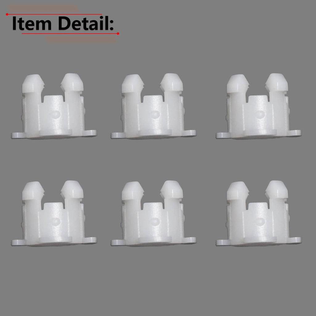 Side view of white clutch pedal shaft bushings with flat base tabs