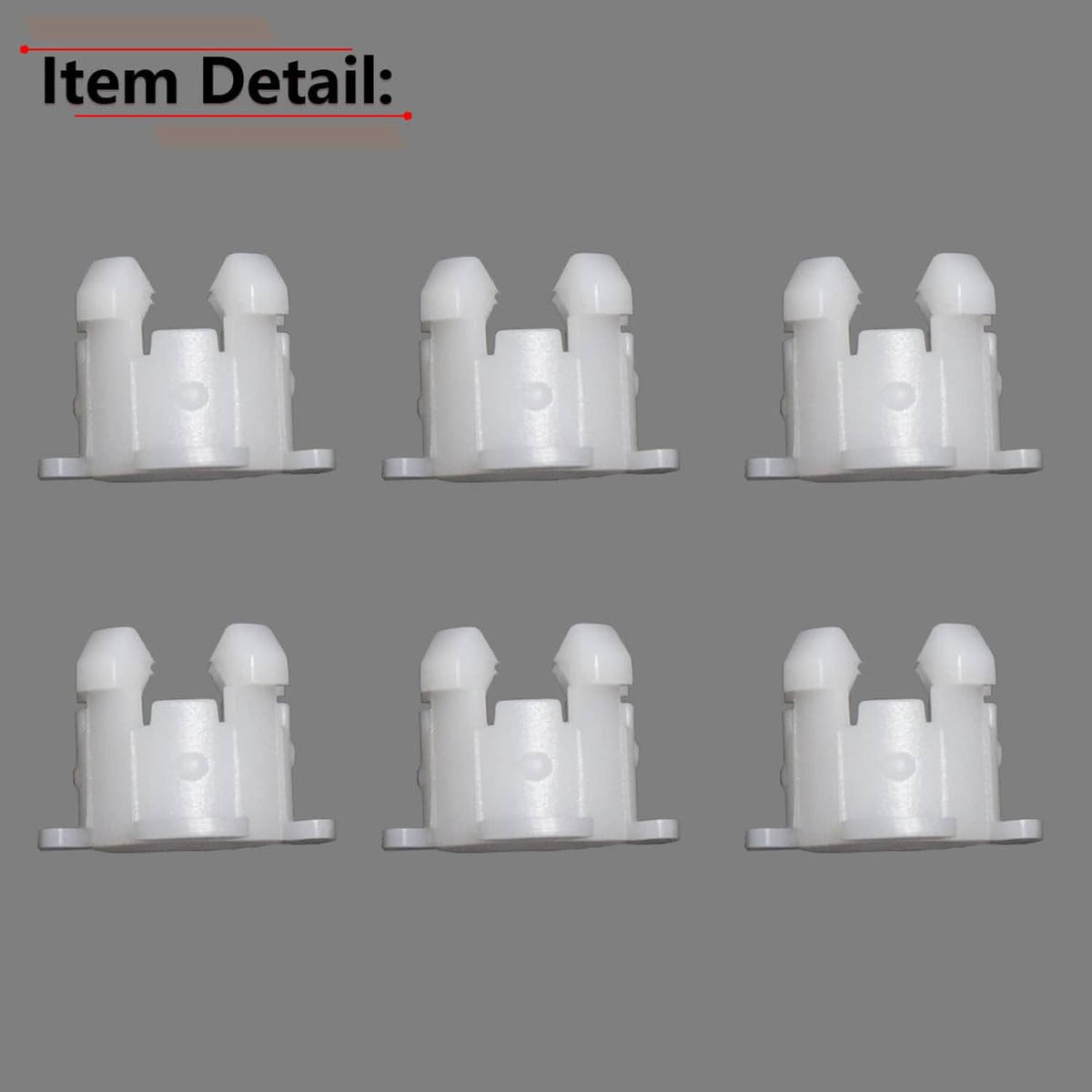 Side view of white clutch pedal shaft bushings with flat base tabs