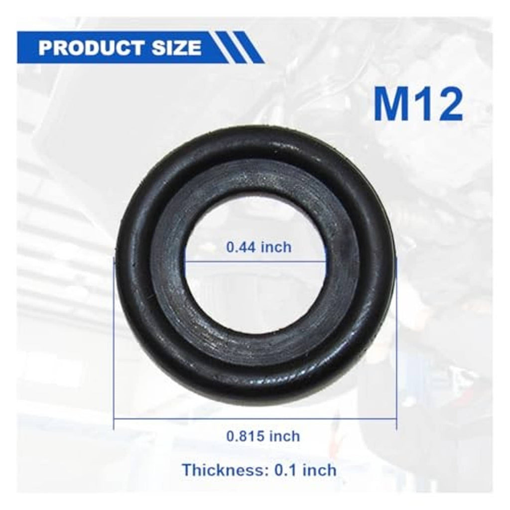Single black M12 oil drain plug gasket ring, rubber crush washer