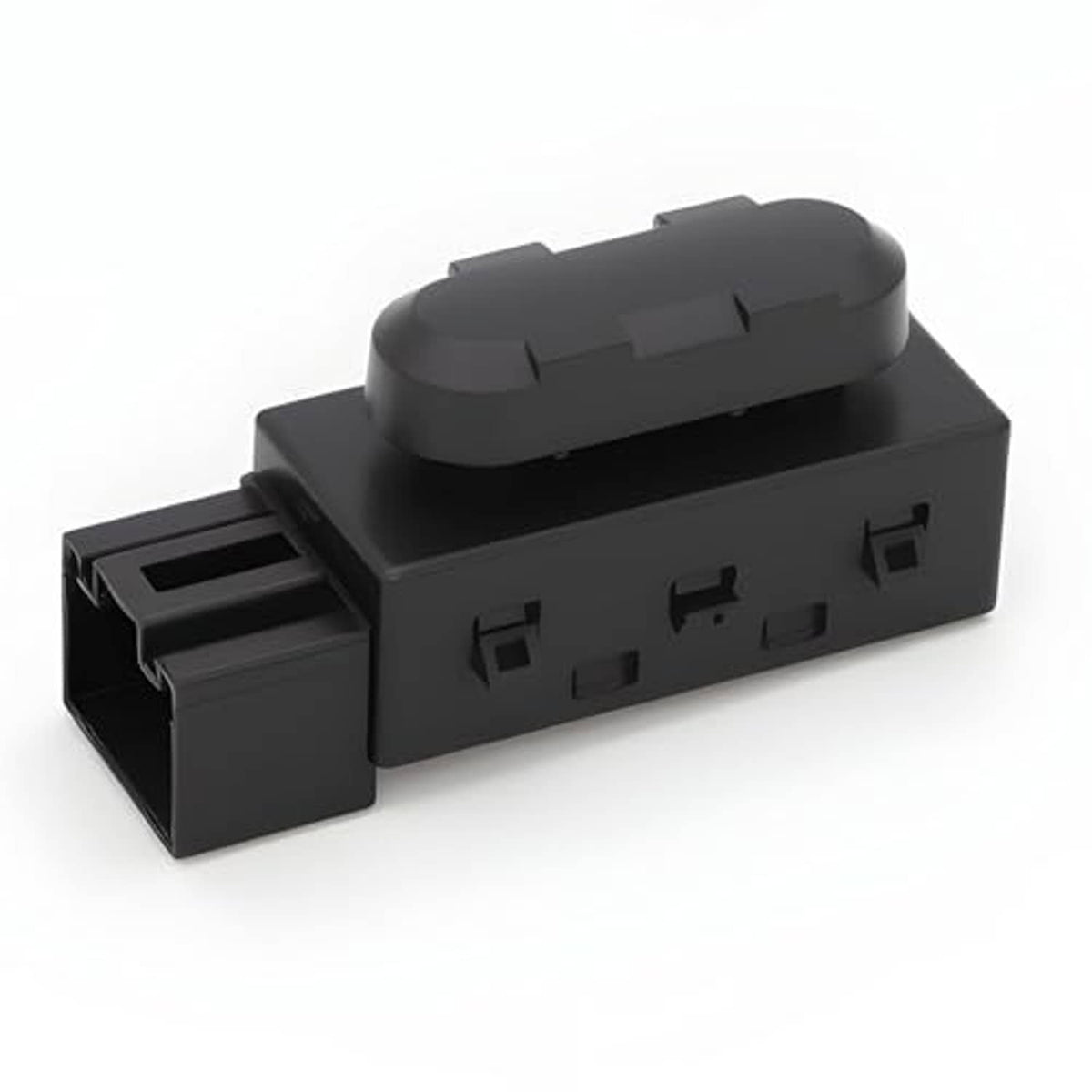 Dark gray power seat switch adjuster with side connector and pin terminals