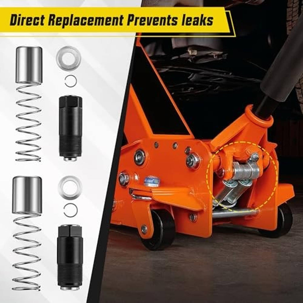 Hydraulic floor jack pump base with installed piston plunger and spring repair parts