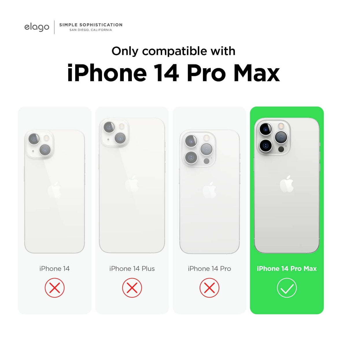White silicone phone case set; iPhone 14 Pro Max case highlighted