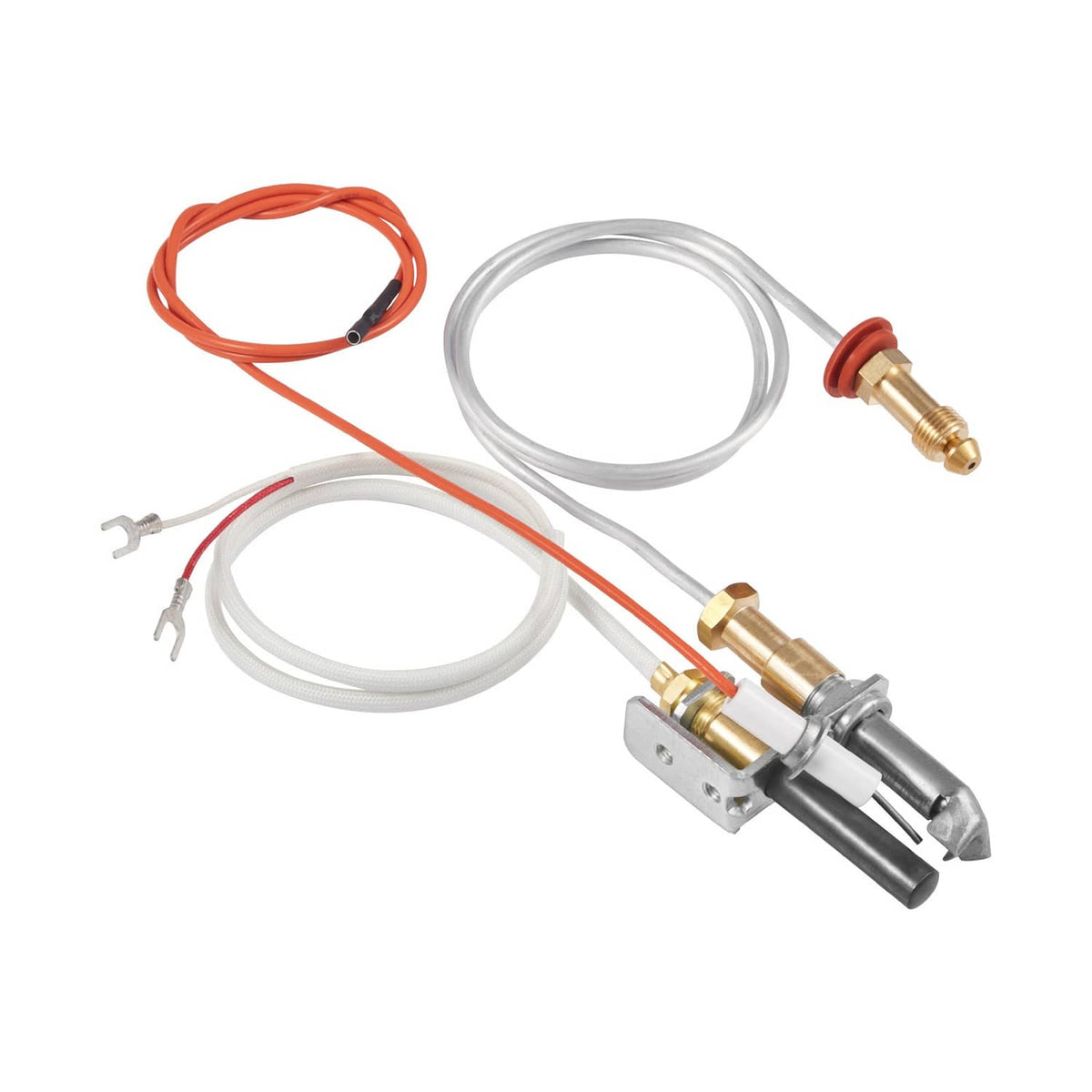 Gas pilot assembly with brass fittings and wire harness, natural gas ignition parts