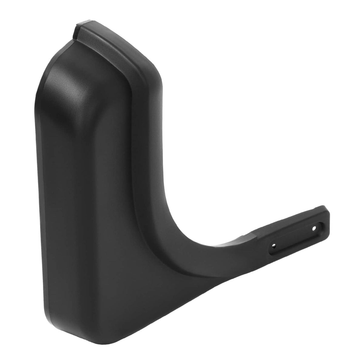 Black plastic right fender cap with inner mounting bracket holes