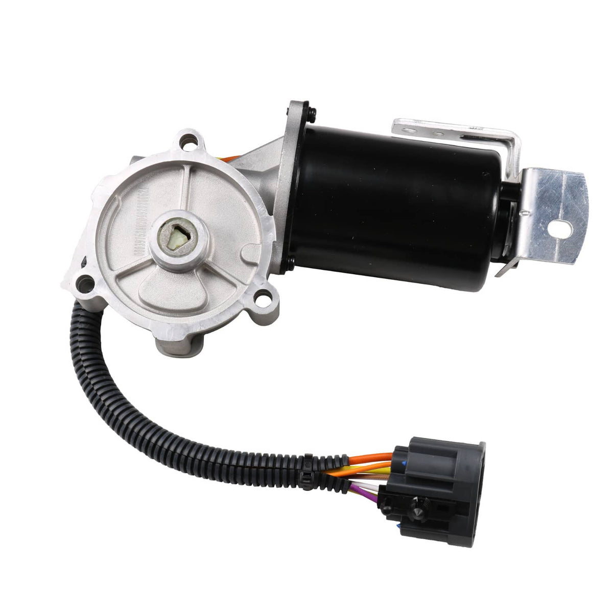 Transfer case shift motor assembly with black actuator and electrical plug