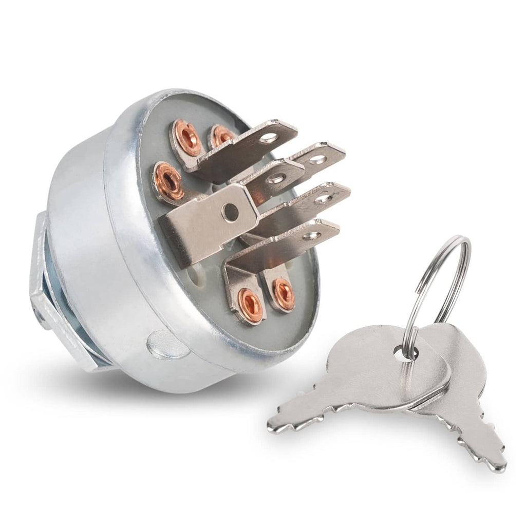 3-position ignition switch with 6 terminals, silver metal housing and copper contacts