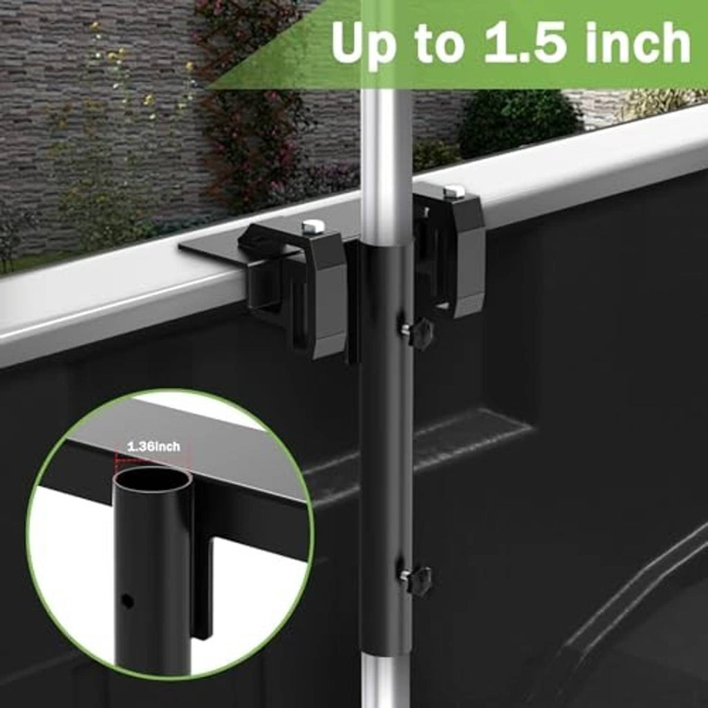 Flag pole mount holder with black side clamps for thicker pickup bed rails