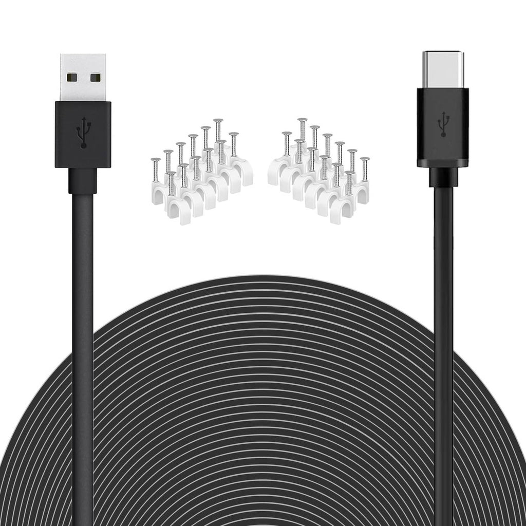 Black USB-A to USB-C cable with two connectors and coiled cable spool
