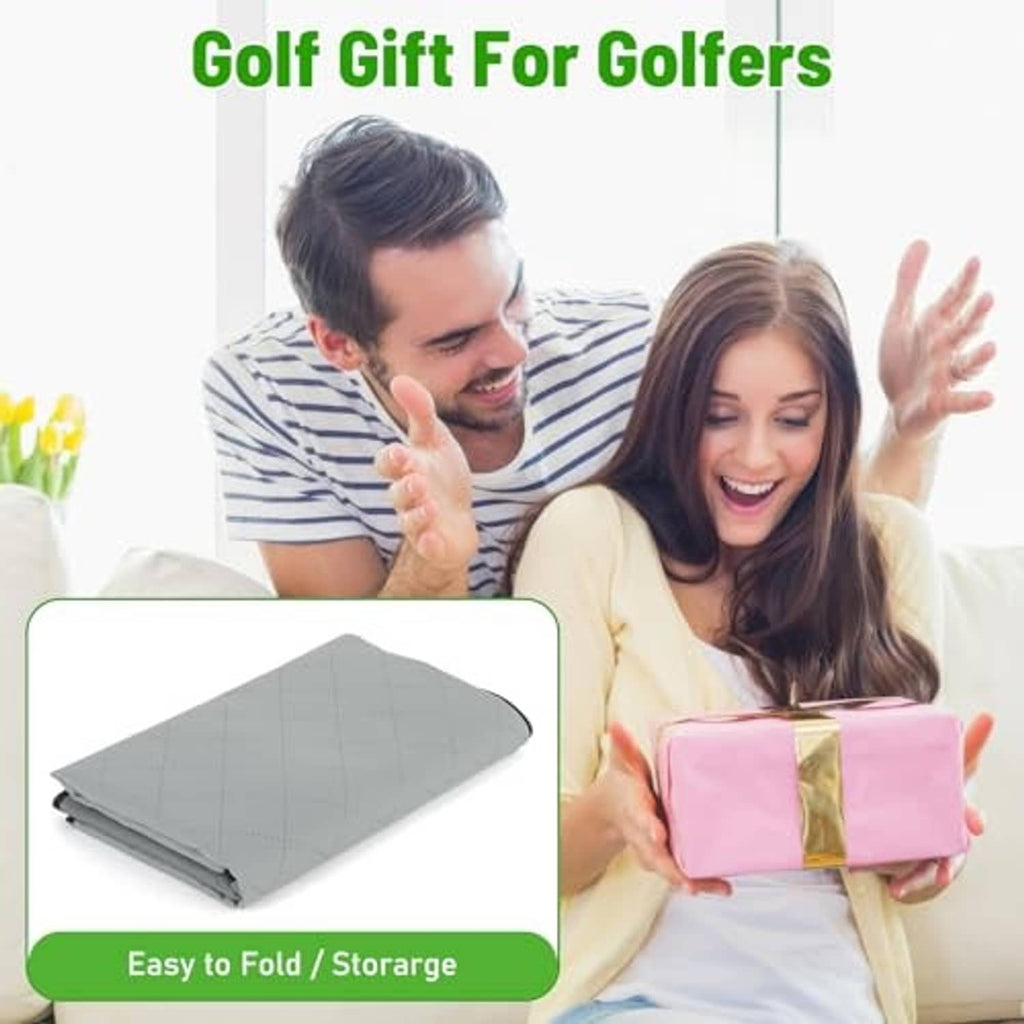 Grey golf cart seat cover blanket folded for compact storage