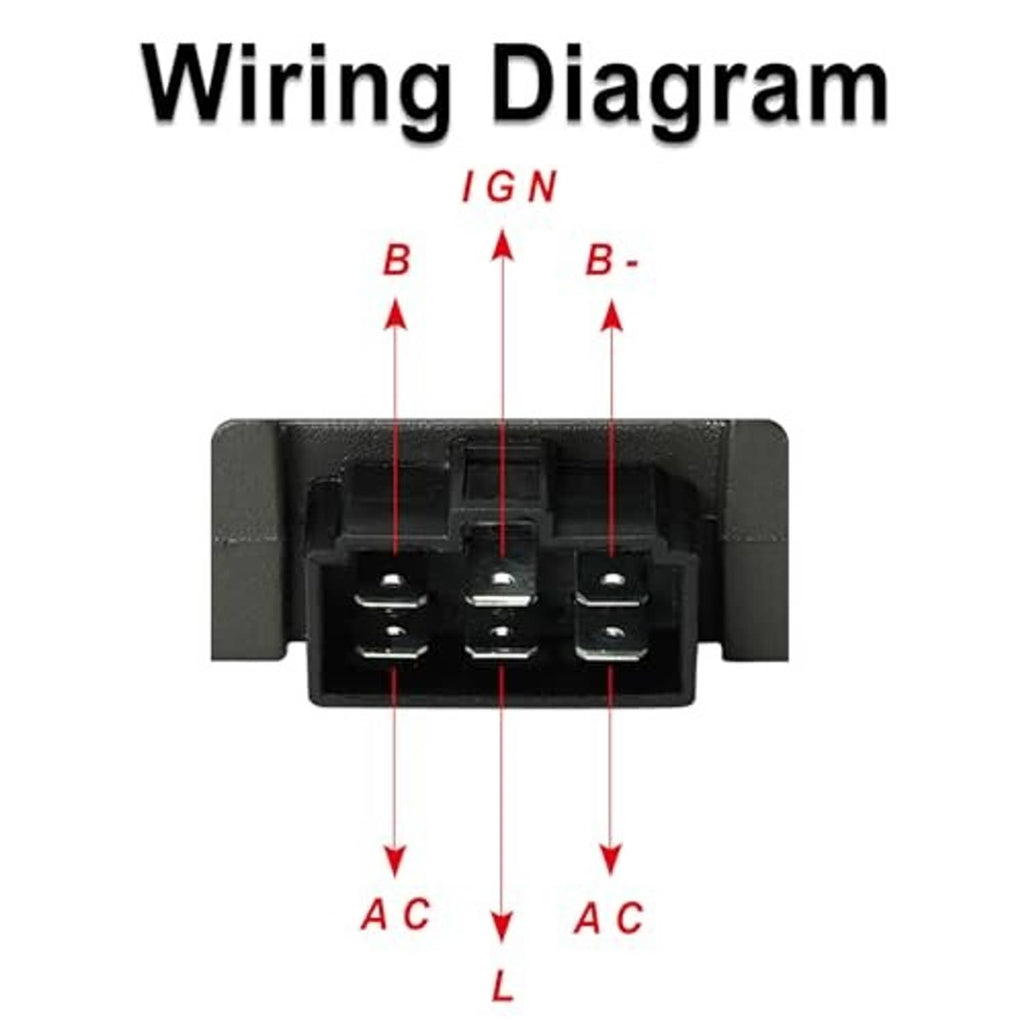 Voltage regulator rectifier wiring diagram with labeled A/C and B/B- terminals