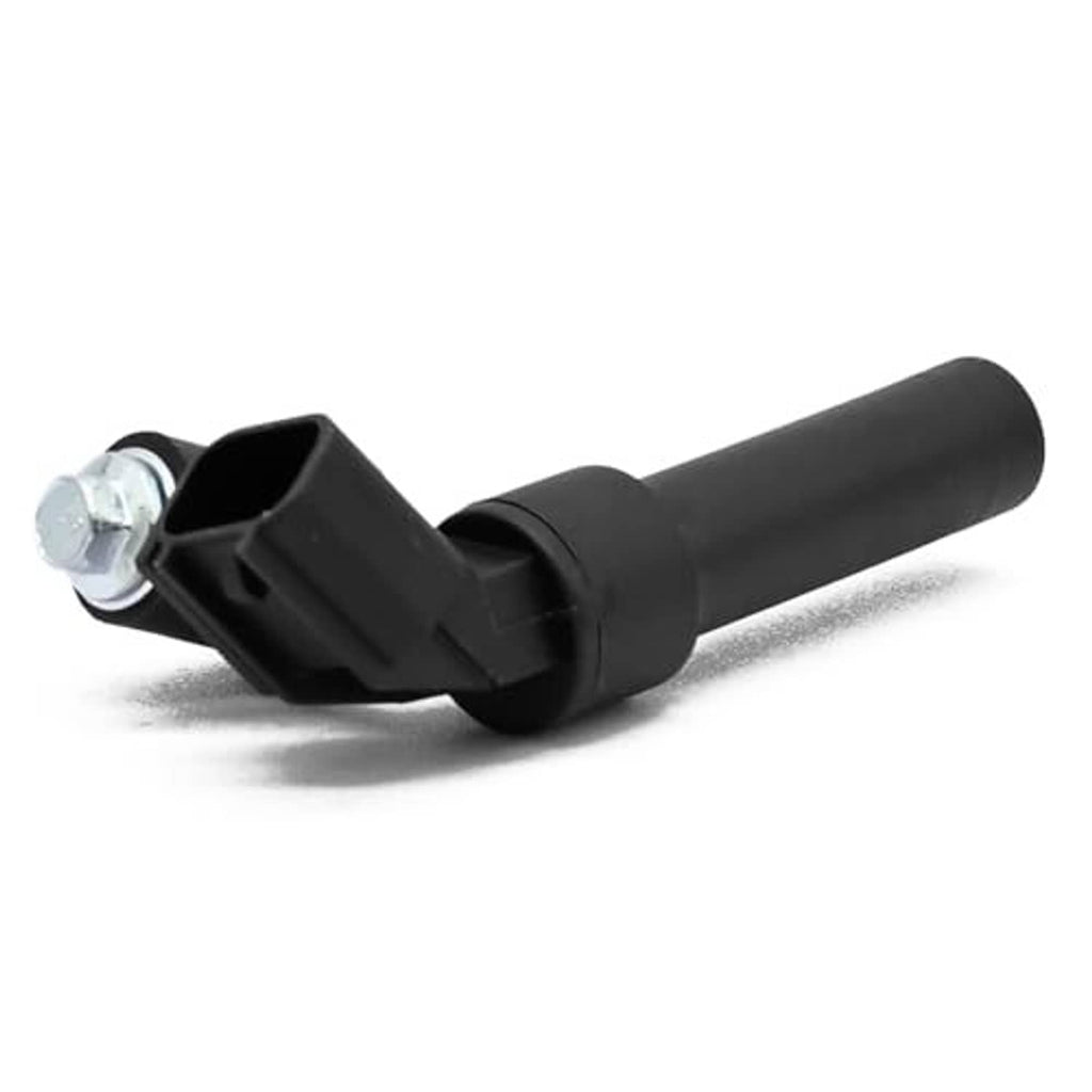 Crankshaft position sensor with black plug mount and long cylindrical housing