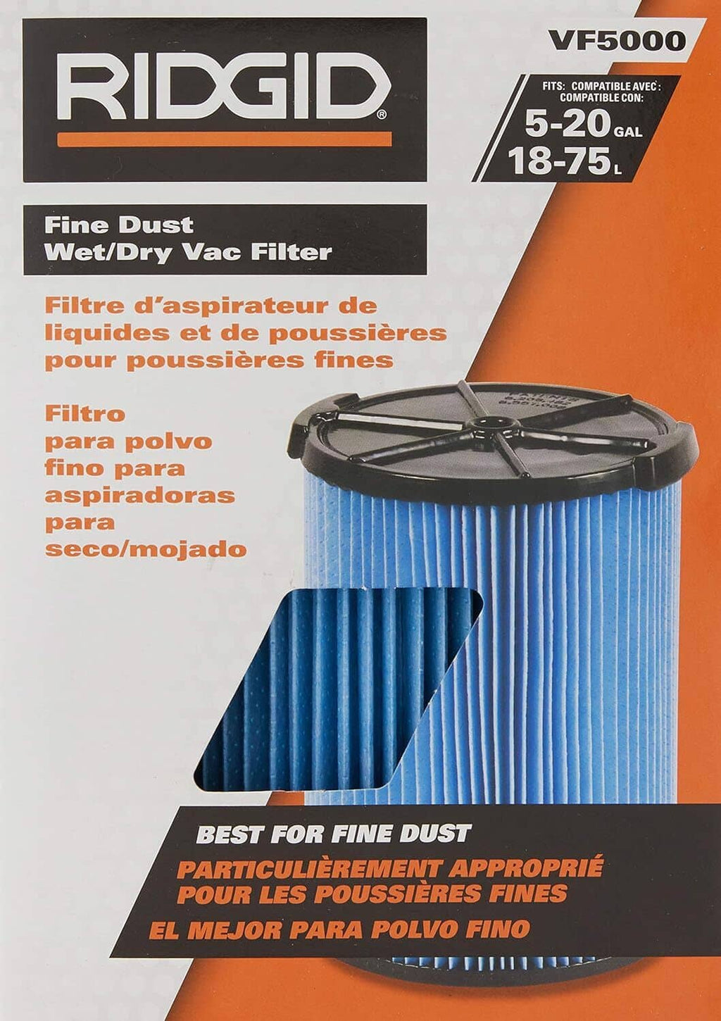 Blue pleated paper vacuum filter cartridge with black top