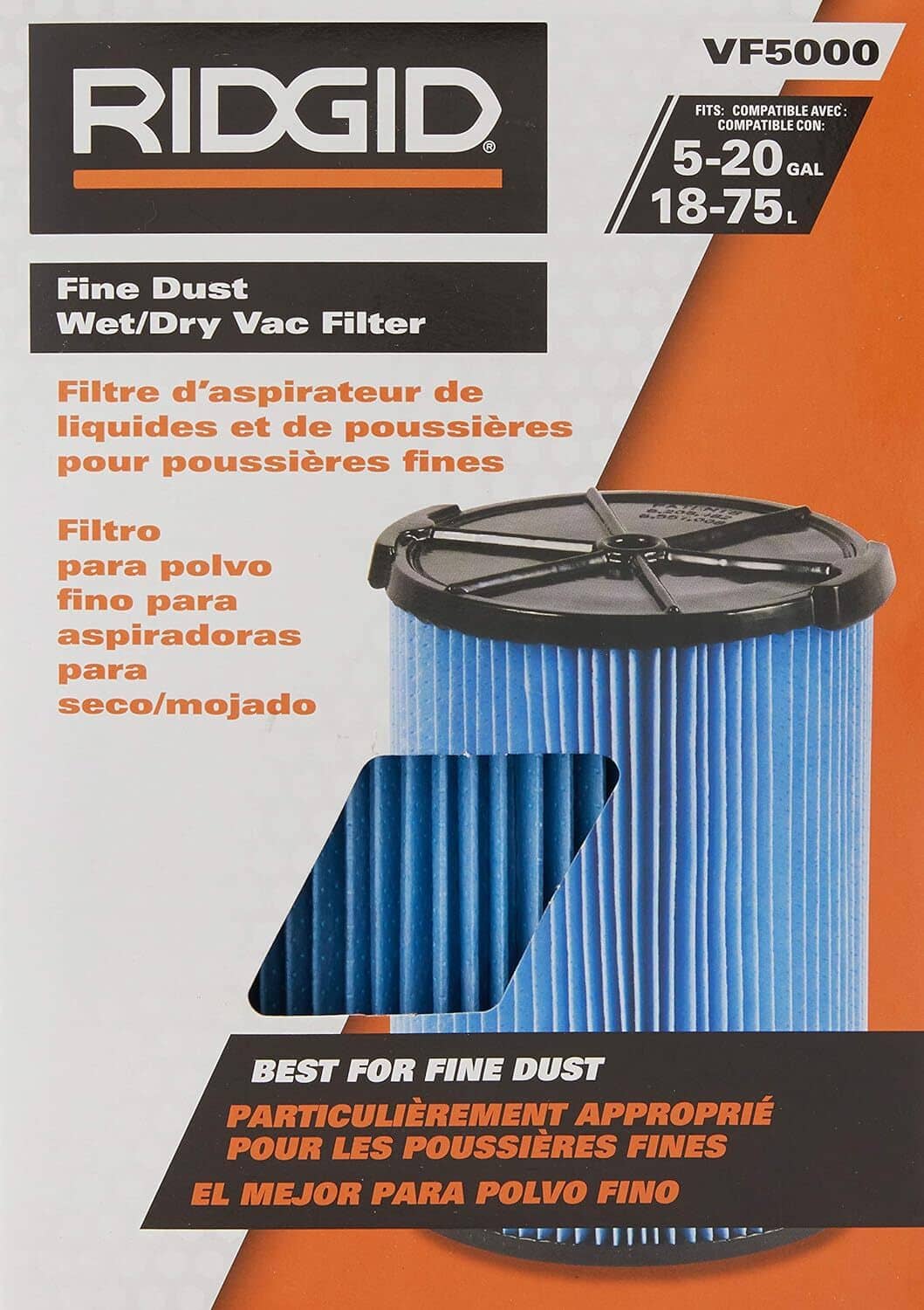 Blue pleated paper vacuum filter cartridge with black top
