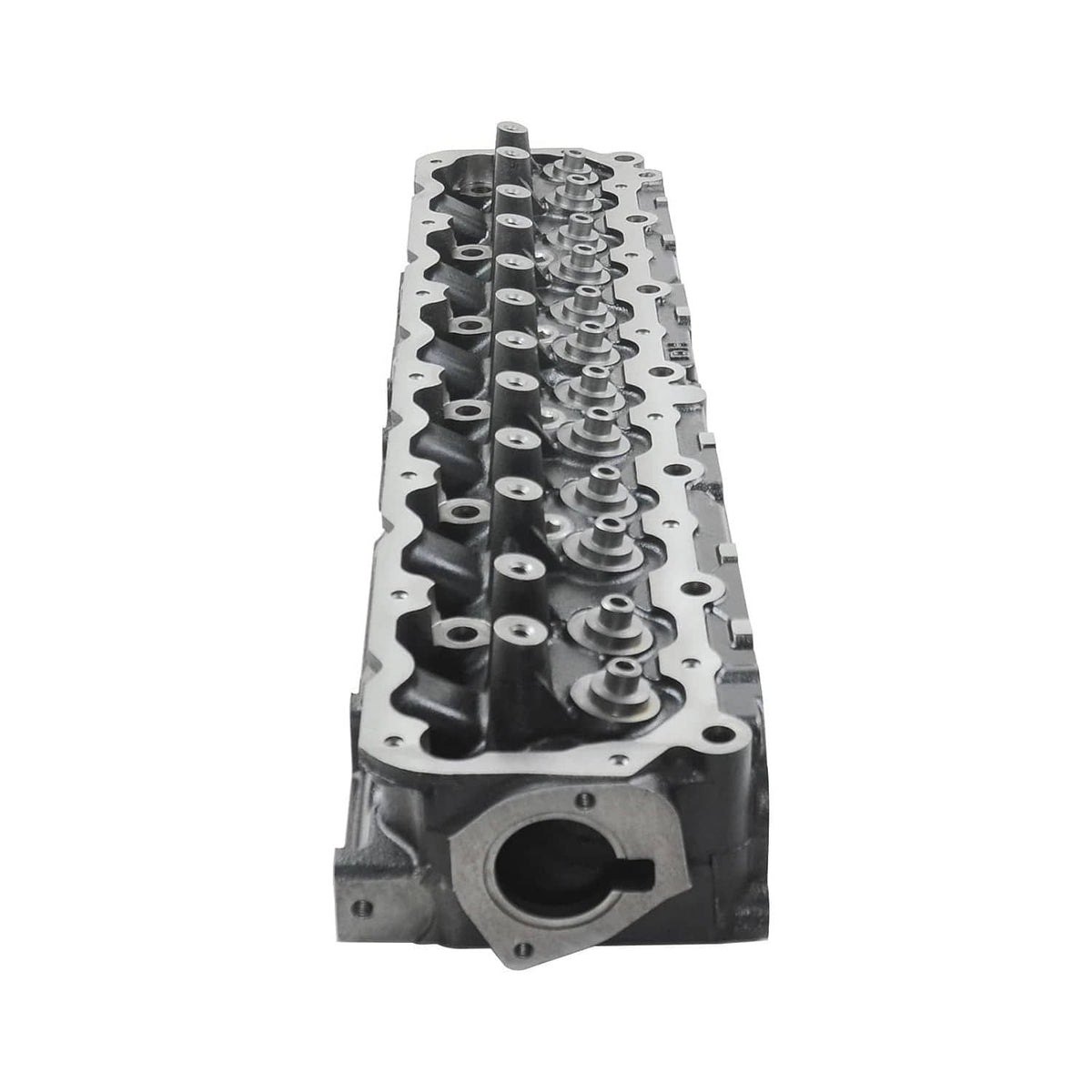 Cylinder head with exposed valve spring seats and cylinder bores