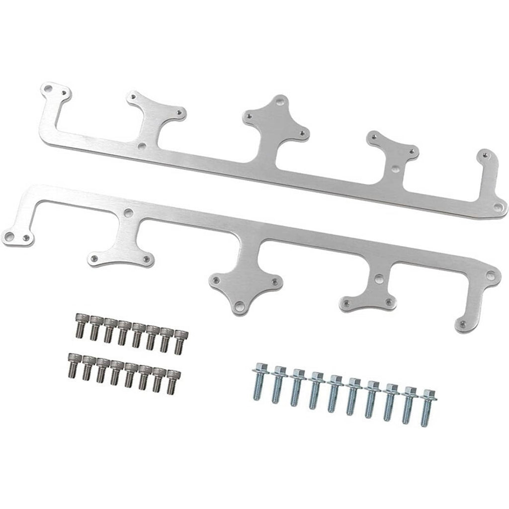 Billet aluminum coil brackets set with mounting screws, silver metal brackets