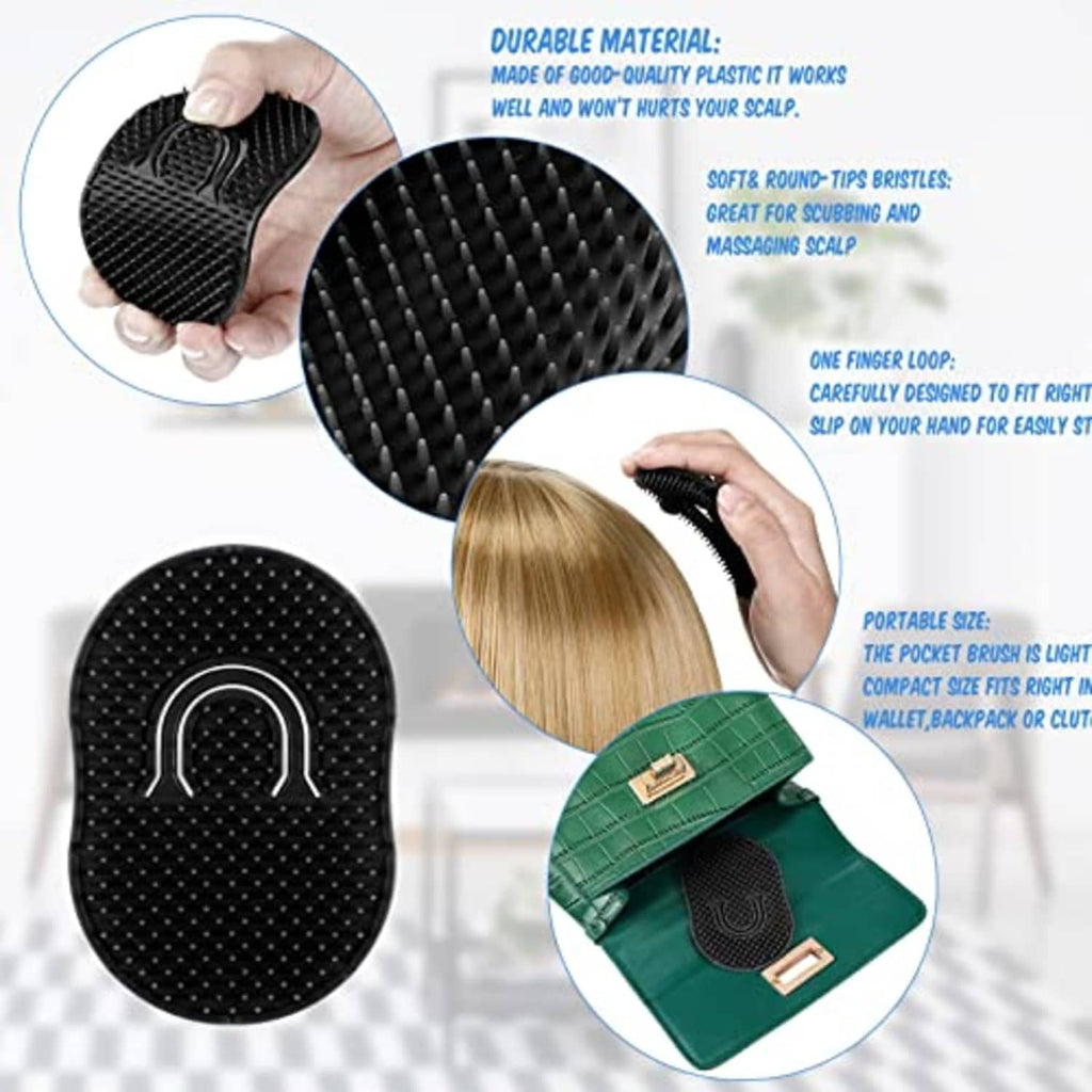 Black finger loop scalp and beard comb with textured bristles for controlled styling.