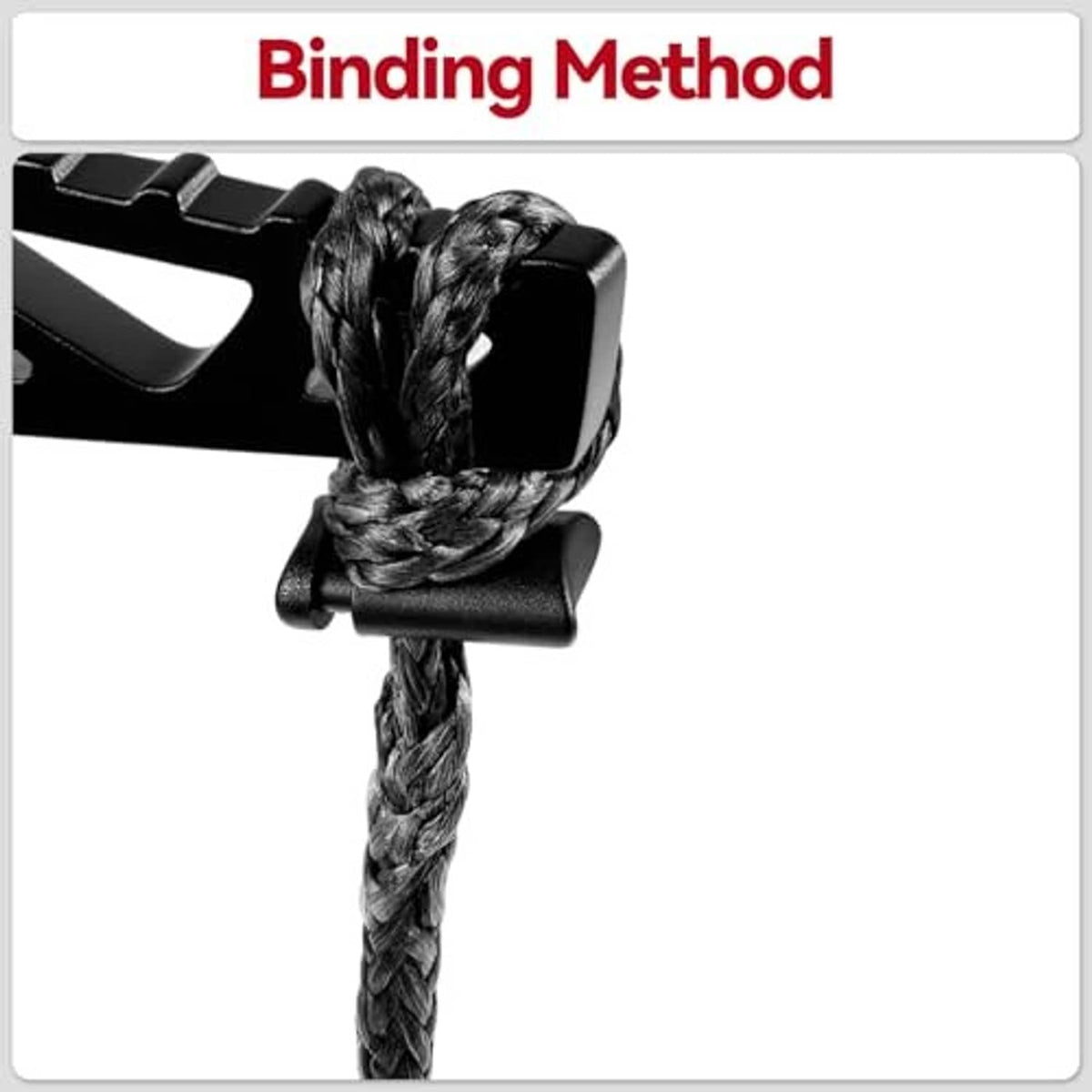 Climbing stick aider rope bound to metal-like bar with cord sections
