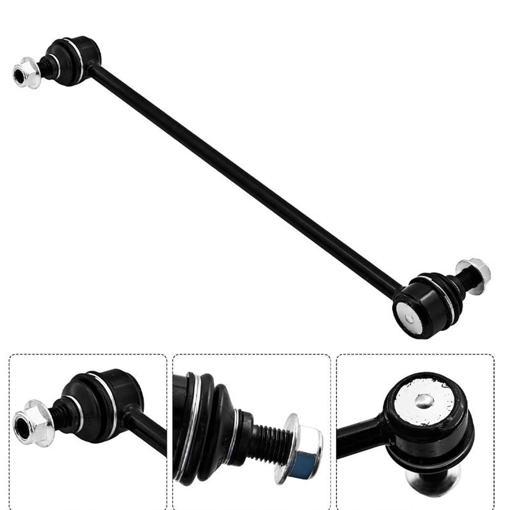 Black steering tie rod end with protective boot and threaded stud, metal housing