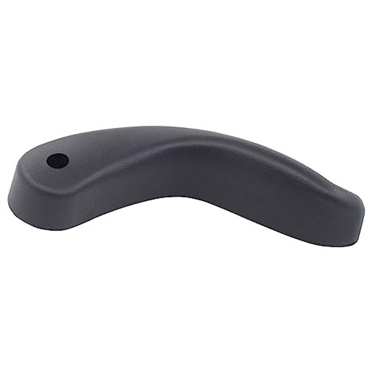 Black seat adjustment lever handle with a single mounting hole, curved design