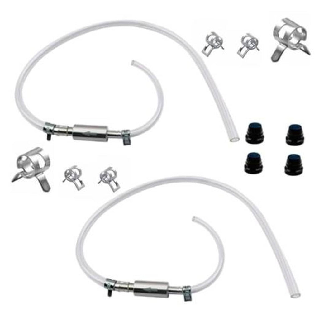 Brake bleeder hose kit with clear tubing, one-way check valve, and metal quick fittings