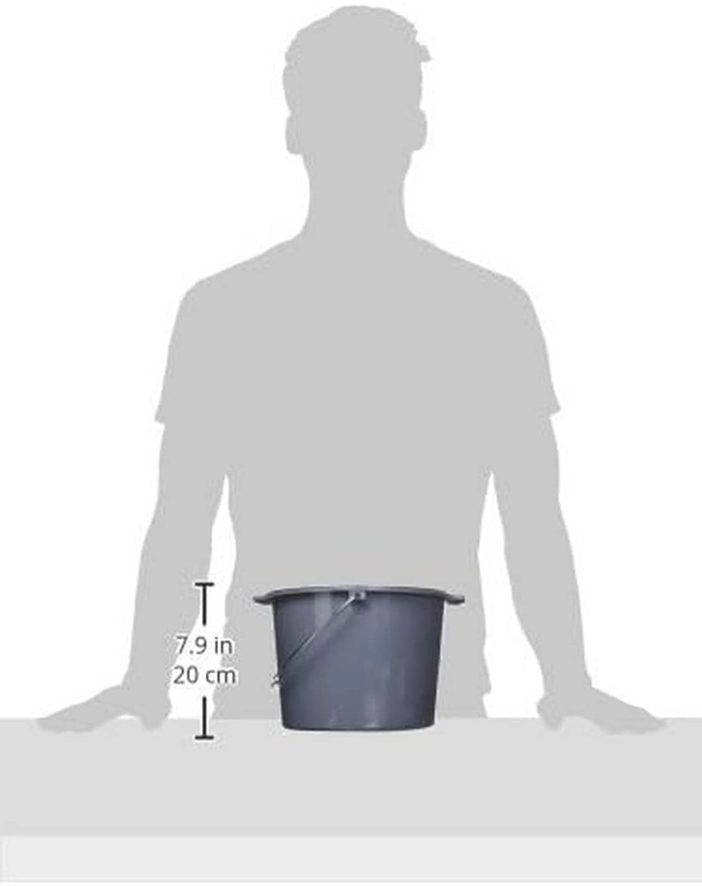 Dark blue plastic commode bucket with lid and handle, 7.9 in (20 cm) height shown