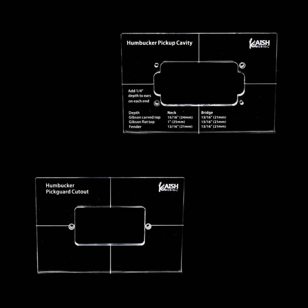 Kaish Music acrylic humbucker pickup cavity routing template with cutout and size markings