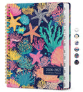 Coral reef academic planner, 2026–2027, spiral-bound monthly pages, 6.3x8.5 in