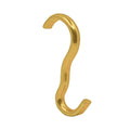 Brass-finish narrow picture rail hook with curved S-shaped open end