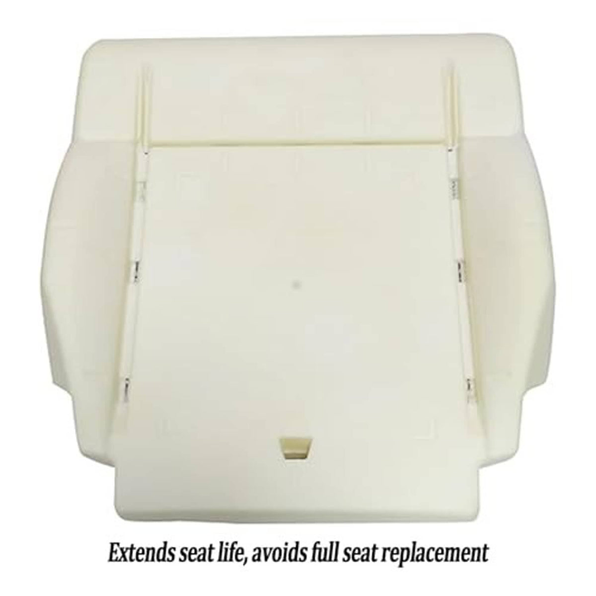 Light beige front seat cushion foam pad, smooth top surface with reinforcement seams