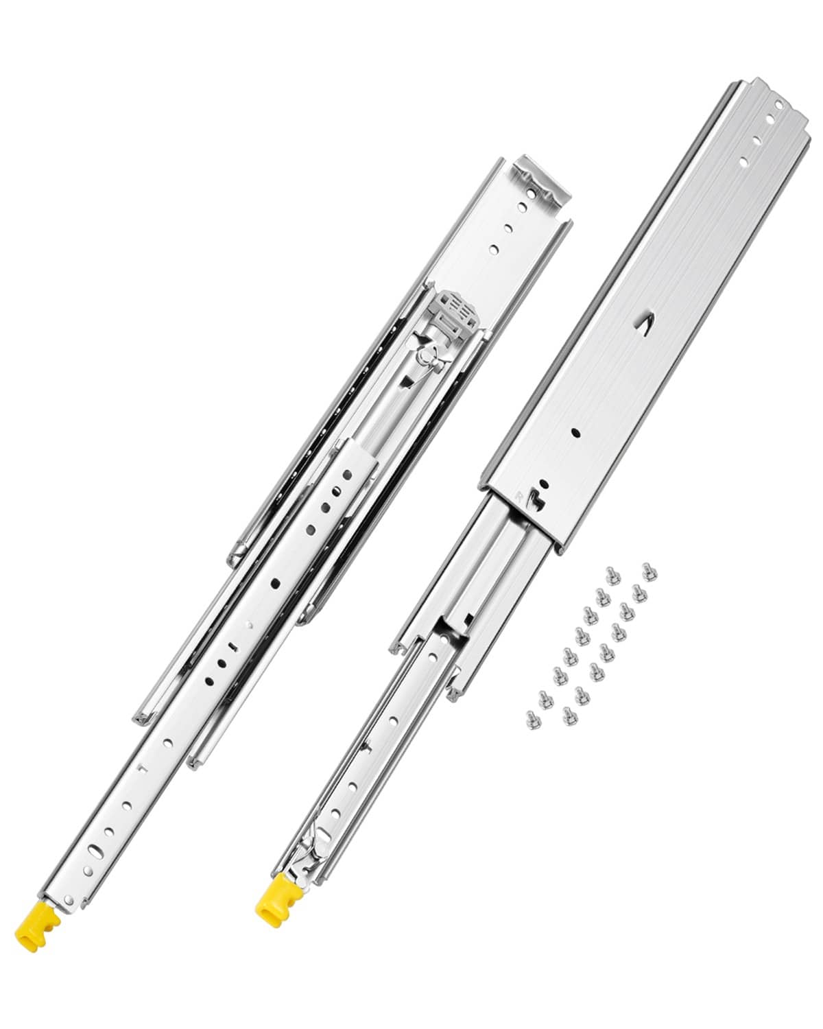 Heavy-duty drawer slide rails set with soft-close, full-extension ball bearing design