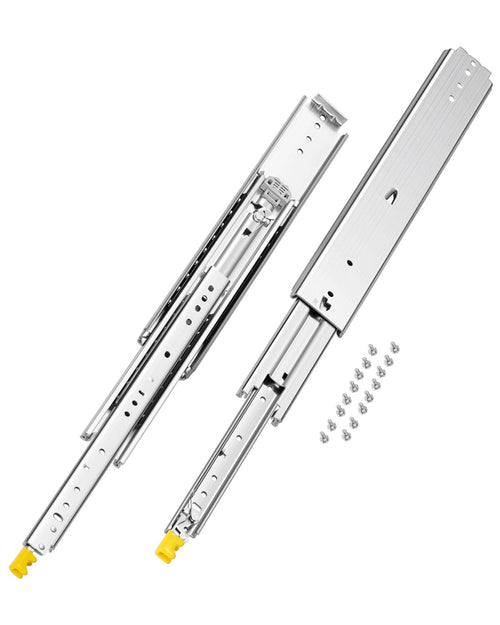 Heavy-duty drawer slide rails set with soft-close, full-extension ball bearing design