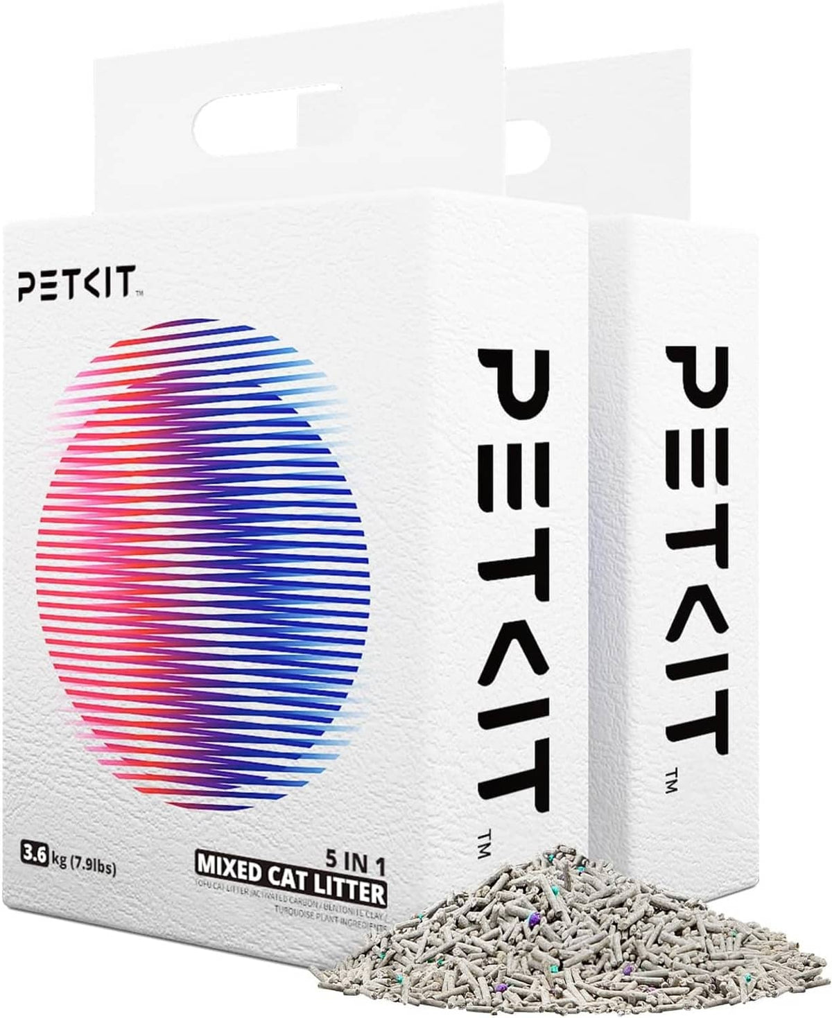 PETKIT 5-in-1 mixed cat litter bags with gray pellets and colored specks