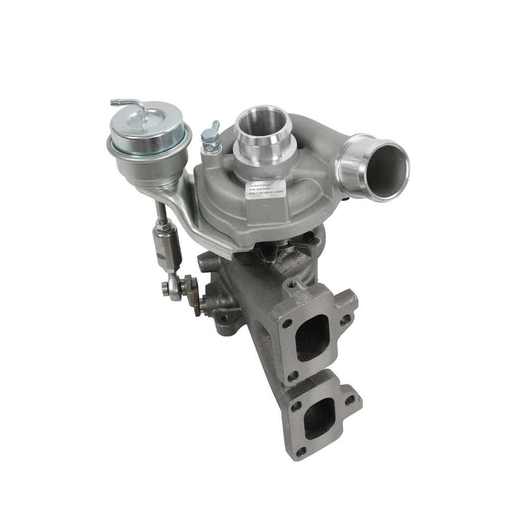Turbocharger assembly with compressor housing, wastegate actuator, and inlet